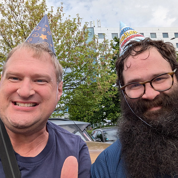 Micah's birthday party in the Prague airport parking lot